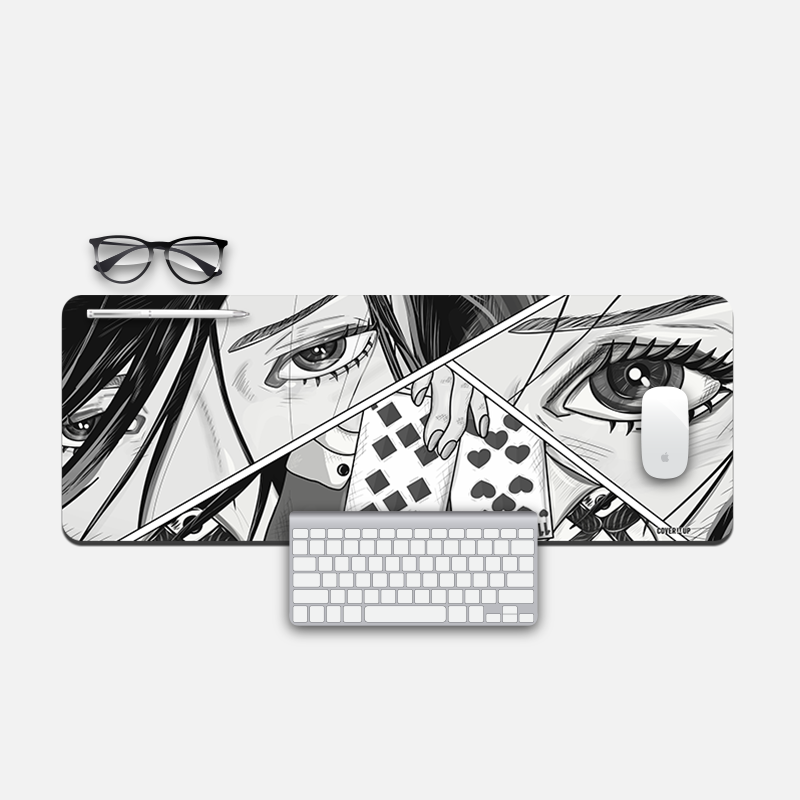 Anime Eyes Manga Panel Desk Mat and Gaming Mouse Pad