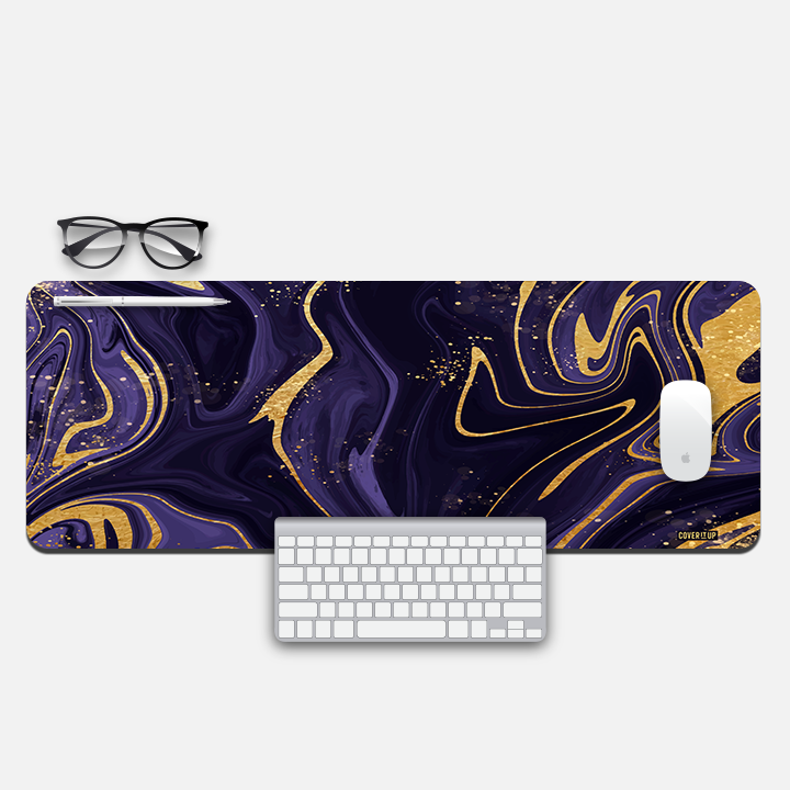 Fluid Art Purple Desk Mat and Gaming Mouse Pad