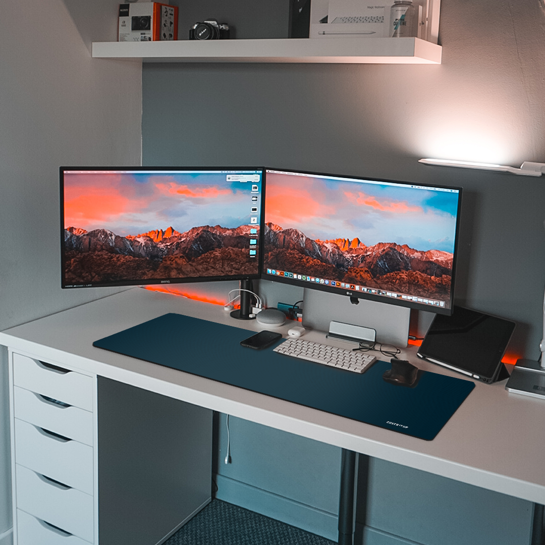 Midnight Blue Office Desk Mat and Gaming Mouse Pad