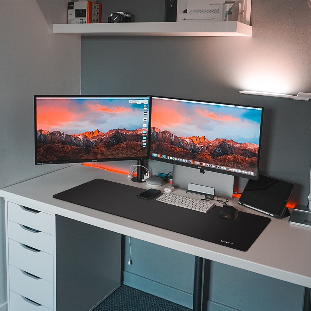 Neutral Black Office Desk Mat and Gaming Mouse Pad (Black)